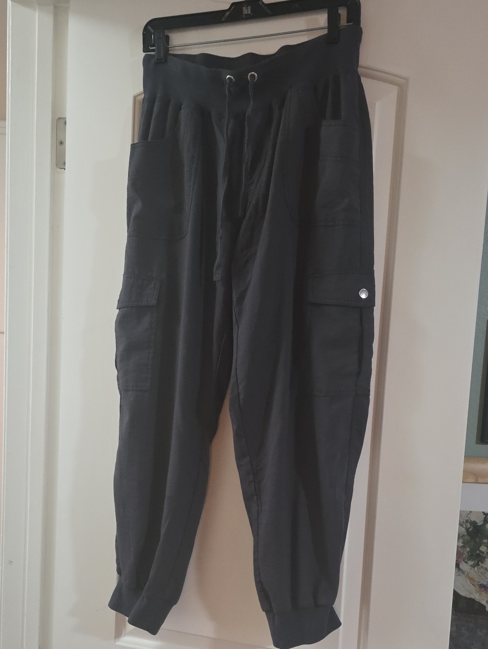 Dark Gray Cargo Jogger Trousers with Drawstring Waist